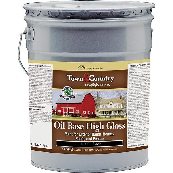 Majic Paints Barn and Fence Paint, HighGloss, Black, 5 gal Pail 80036